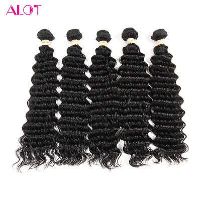 

Alot Hair Brazilian Deep Wave 5 Bundle Lot 100 Virgin Human Hair Extension Weave Natural Color Deep Curl Free Shipping