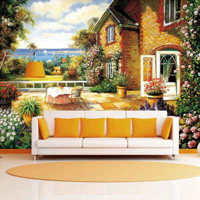 

Country Style Wall Mural European Farmhouse Garden Photo Wallpaper 3D Stereoscopic Painting For Living Room Embossed Wall Papers