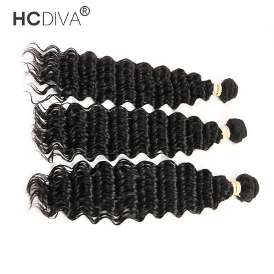

HCDIVA Malaysian Virgin Hair Deep Wave 3 Bundles / Lot 100% Unprocessed Virgin Human Hair Deep Curly Weave Natural Black