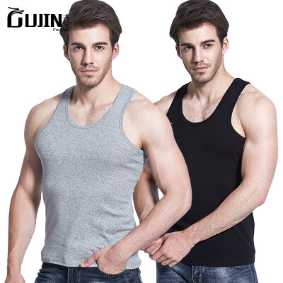 

Ancient&modern mens vest cotton mens summer thin sweatshirt Slim sports stretch vest bottoming shirt EGGSJ54 2 pieces - narrow shoulder light gray black M