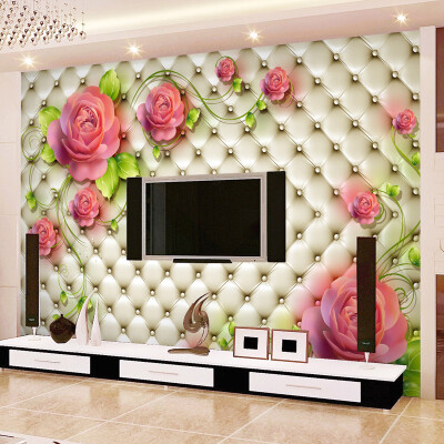 

Custom 3D Mural Wallpaper Stereoscopic Soft Package Flower TV Background Wall Decorations Living Room Bed room Wallpaper Modern