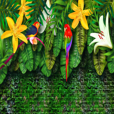 

Custom Photo Wallpaper 3D Hand Painted European Style Pastoral Tropical Rainforest Southeast Asia Banana Leaves Mural Paper