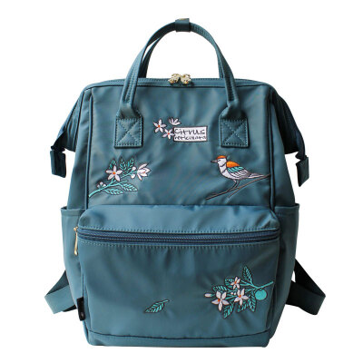 

Flower Princess Orange Blossom Flower Lady Backpack Backpack Leisure Art Embroidery Nylon Bag 1708BS016 Gray Green Blue