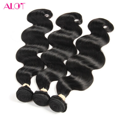 

Alot Hair Malaysian Virgin Hair Body wave 3 Pcs Lot 100 Malaysian Human body wave Hair black Color Weave