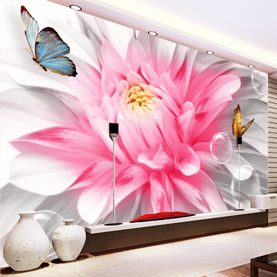 Custom Wallpaper 3d Pink Rose Flowers Photo Wall Mural