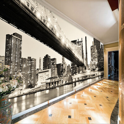 

Home Improvement Custom 3D Wall Mural Retro Black And White City Bridge Landscape Photo Wallpaper Office Living Room Wall Papers