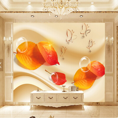 

Пользовательские фотообои 3D-гостиной диван TV HD Fashion Red Maple Leaves Butterfly Bubble Large Mural 3D Wall Murals Wallpaper