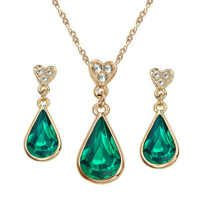 

Yoursfs® 18K Rose Gold Plated Colorful Raindrop Crystal Necklace and Earring Jewelry Используйте синие австрийские хрустальные свадебные наборы
