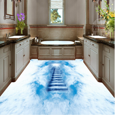 

Free shipping custom self-adhesive living room chinese style floor murals Cloud ladder 3D floor painting wallpaper 250cmx200cm