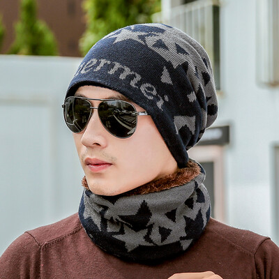 

Yu Zhaolin YUZHAOLIN male winter thick padded warm wool cap winter plus cashmere windproof biker men hit color cap blue green hit color