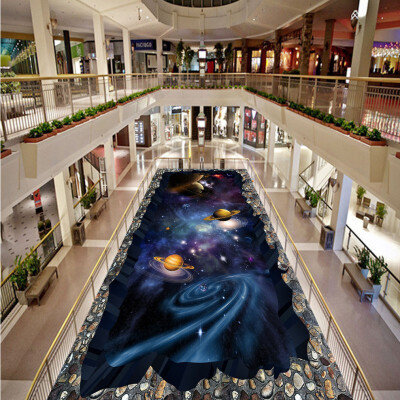 

Free Shipping universe 3D sky painting waterproof thickened self-adhesive bathroom living flooring wallpaper mural 250cmx200cm