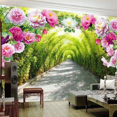 

Пользовательские обои 3D Mural Livingroom Спальня Диван Фон Обои Сад Цветы Цветочная дверь Галерея Расширение пространства Обои 70cm x 200cm