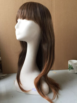 

Bond synthetic wig #2/30 ombre color wavy hair machine made synthetic hair wig with bangs