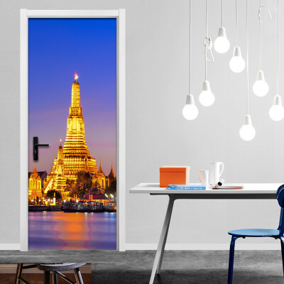 

Modern Simple Iron Tower Mural Wallpaper Restaurant Living Room Door Murals 3D Wall Sticker PVC Vinyl Home Decor 77cm x 200cm