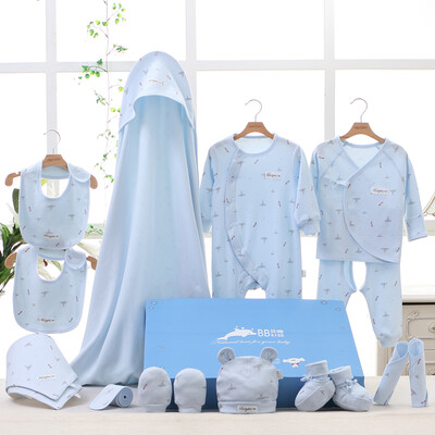 

Jingdong joy joint name Bell kiss baby gift box newborn baby clothes 13 pieces of newborn full moon gift box set B1026 blue dog year commemorative