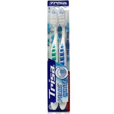 

TRISA cool white toothbrush 2pcs Swiss imported soft bristle Ergonomic handle