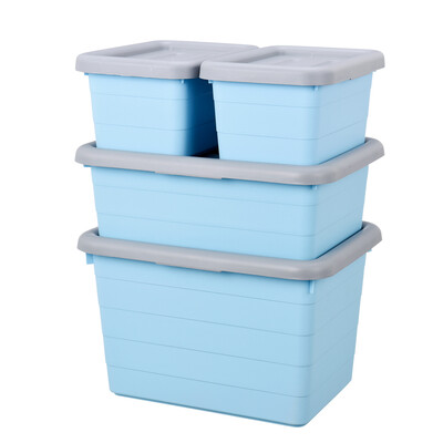 

Revitalizing four-piece storage box horizontal light blue Plastic storage box underwear clothes cosmetics storage box dormitory toy storage box CH1442