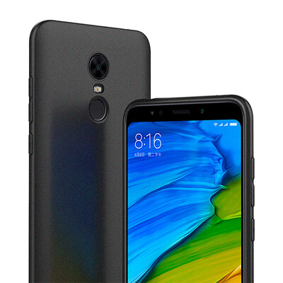 

ESCASE Protective Case Cover UNBreak Fine Frosted Soft Shell With Lanyard Hole for Xiaomi Redmi 5 Plus Black