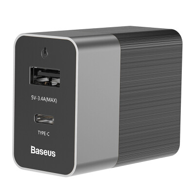 

Baseus Duke Dual Charger Apple / Android Тип-C + USB Быстрое зарядное устройство PD Flash Charger 3A Телефон / планшет / Macbook Адаптер питания Беспроводное зарядное устройство Черный Серый