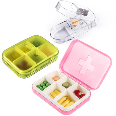 

Vilscijon Wei simple kit portable one week small pill box medicine storage box sub-box sealed medicine box six grid set containing medicine box 2 cut medicine 1 8305