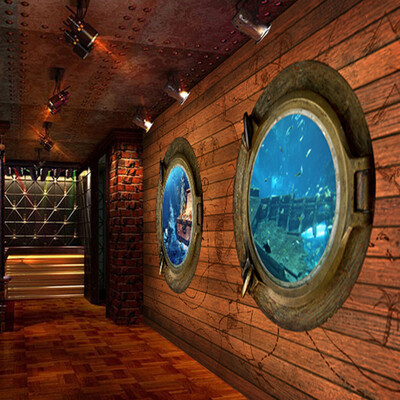

Custom 3D Stereo Pirate Wood Mural Wallpaper Retro Adventure Theme Bar Restaurant Coffee Shop Non-woven Wallpaper Home Decor