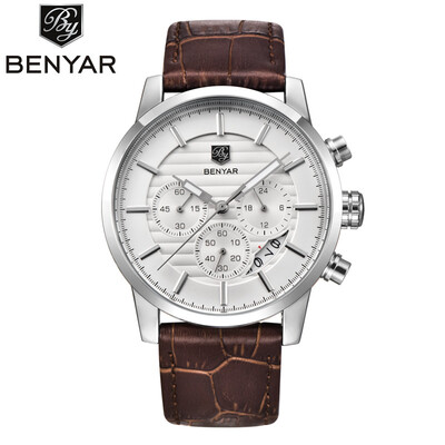 

Мужские часы BENYAR Watch Top Brand Luxury Quartz Watch Мужские спортивные моды Аналоговые кожаные ремешки Мужские наручные часы Н