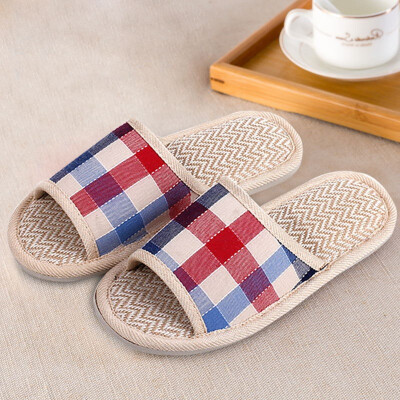 

Jingdong supermarket] lover home linen slippers fashion plaid floor dragged red grid 37/38 LJ815012