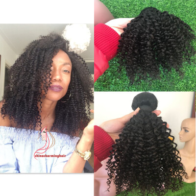 

Бразильская кудрявая кудрявая шерсть для волос 3Bundles Afro Kinky Curly Hair двойные утяжеленные человеческие волосы для женщин