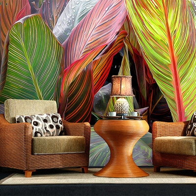 

Ресторан Cafe Gallery Art Wallpaper 3D Stereo Rain Forest Plant Цвет Банановые листья Mural Фото обои Murales De Pared 3D