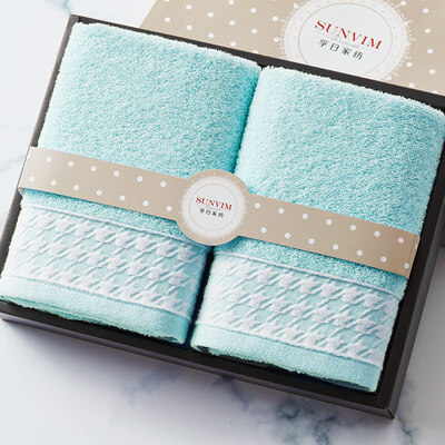 

Vosges Home Textiles SUNVIM Towels 20s Combed Cotton Plain Houndstooth 2 Pack Gift Box Cotton Towel Gift Bag Pink