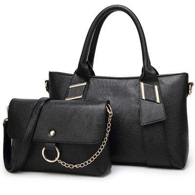 

DEER LOVE handbag wild tide handbag shoulder Messenger bag two pieces suit LE170089 black