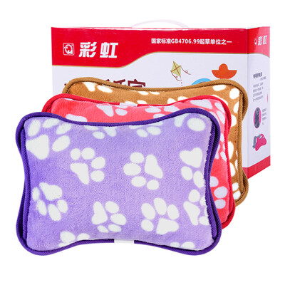 

Rainbow hand warmers double inserts plush electric hot water bottle rechargeable warm treasure has been injected water heating bag color random