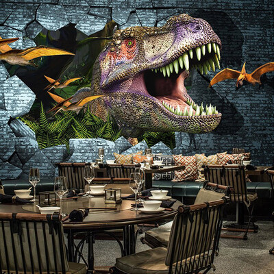 

Papel De Parede 3D Paisagem ретро 3D тисненый динозавр обои обои для рабочего стола Cafe Restaurant Creative Wall Covering Frescoes