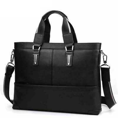 

PKoune® genuine leather man bag Brand handbags mens shoulder messenger bags 156" Laptop Bag Genuine Leather Briefcase