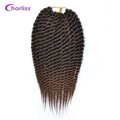 

Chorliss 12" Synthetic Ombre Color Braiding Hair Extensions Mambo Twist Crochet Braids Hair burgundy 75g/pack