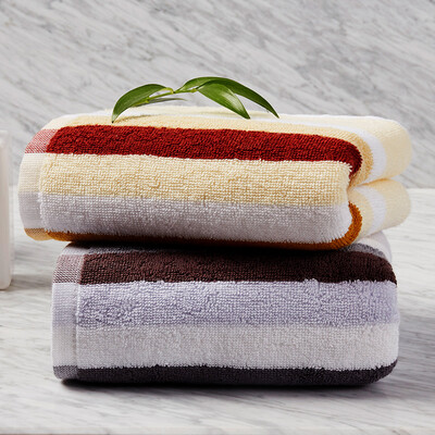 

Vosges Jade Weak Craft Color Stripe Хлопок Absorbent 2 Полотенца 34 * 76 см коричневый + серый