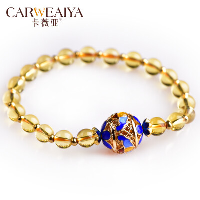 

Carweaiya yellow citrine beads section bracelet cloisonne craft accessories butterfly pendant Chinese style traditional hand-ma