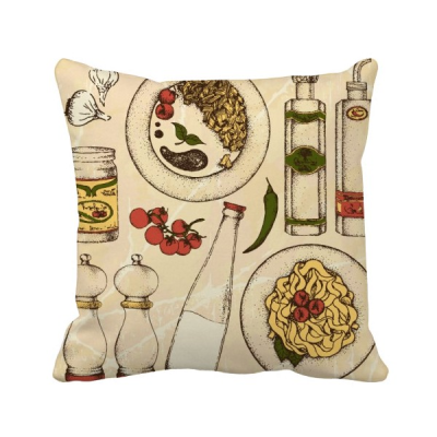 

Italy Customs Resident Diet Illustration Square Throw Pillow Insert Cushion Cover Home Sofa Decor Gift