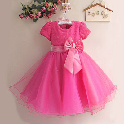 

CANIS@2017 Baby Girls Bridesmaid Prom Wedding Party Bow Tulle Gown Fancy Dress 2-8Y