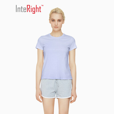 

INTERIGHT Short Sleeve Womens Water Soft Cotton Round Neck Short Sleeve T-Shirt Light Blue M