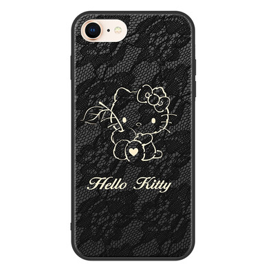 

Hello Kitty Apple 8/7 Mobile Shell iPhone8 / 7 Мультфильм Обложка Все-в-одном Anti-Drop Creative Кружева Мягкая оболочка Smart Black