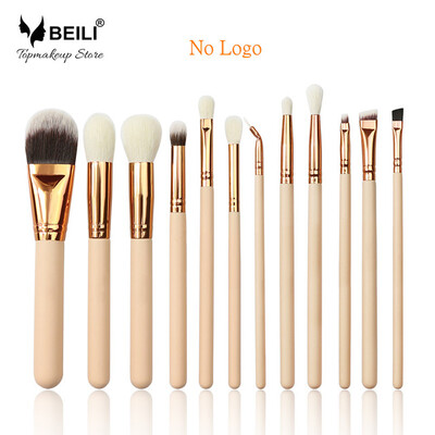 

BEILI Rosa 12 stücke Ziegenhaar Ätherisches Premium Stiftung lidschatten Erröten Pulver Textmarker Укротитель Make-Up Pinsel Set