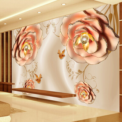 

High Quality Custom 3D Wall Murals Wallpaper Luxury 3D Stereoscopic Embossed Peony Flower Living Room Background Decor Painting