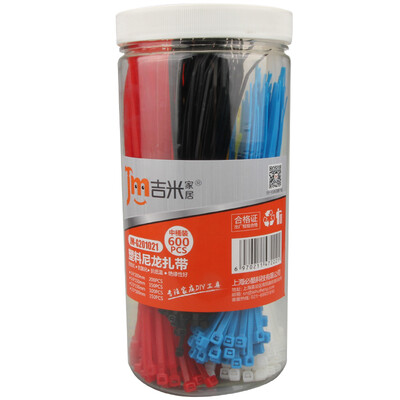 

Jimmy Home JM-G201021 Cable Strap Plastic Nylon Cable Tie Bundle with Cable Cable Computer Cable Tie Binding Tie Household 6 Color 600 Barrels