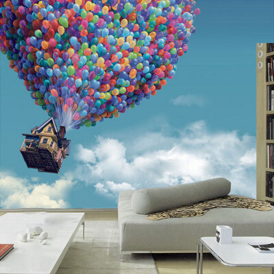 

Large Mural Living Room Childrens Bedroom Sofa Backdrop Customized 3D Photo Wallpaper Blue Sky Hot Air Balloon Wall Mural Paper