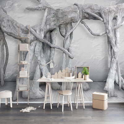 

Custom Wall Mural Wallpaper Modern Simple 3D Art Black And White Forest Tree Living Room TV Background Decor Wallpaper Painting