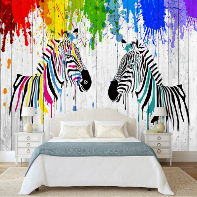 

Colorful Zebra Graffiti Wallpaper Kid's Room Living Room Modern Personality Interior Decor 3D Wallpaper Papel De Parede Infantil