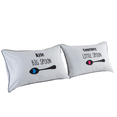 

iDouillet Gift Printed Pillowcase Big Spoon Little Spoon with Envelope Enclosure End His&Hers Bedding Valentines Day Gift