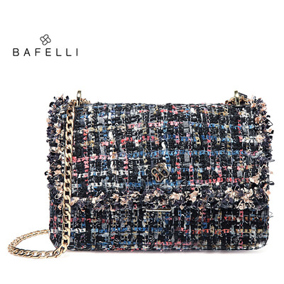 

BAFELLI шерсть блестками мешок многоцветный hasp bolsos mujer простые панельные цепи кросс-чехол сумка черные женщины мессенджер