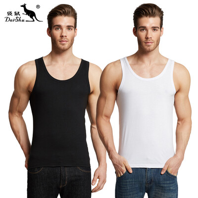 

Kangaroo DaiShu 2 pieces mens vest mens cotton casual sports tide mens vest bottoming shirt black white XXL
